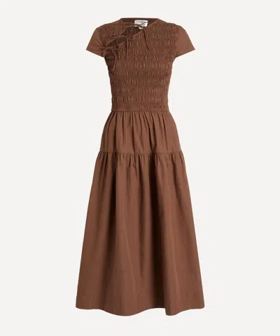 Damson Madder Women's Ebba Choc Cotton Midi Dress In Brown