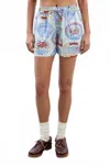 Damson Madder Pull On Shorts In Holiday Print In Multi