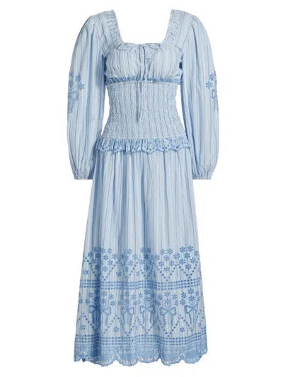 Damson Madder Women's Nola Embroidered Cotton Midi-dress In Blue