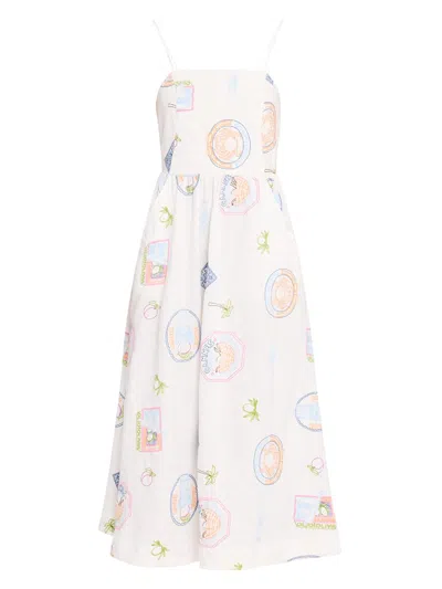 Damson Madder Women's Peaches Embroidered Apron Dress In Multi