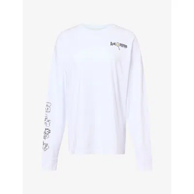 Damson Madder Womens Antonyms Graphic-print Cotton T-shirt White In Multi