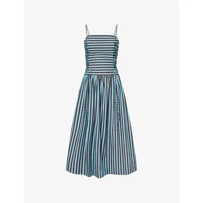 Damson Madder Womens Angelina Cotton Midi Dress Blue