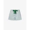 Damson Madder Womens Blue Stripe Krissy Stripe-print Cotton Pyjama Boxer Shorts In Blue