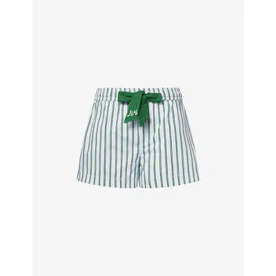 Damson Madder Womens Blue Stripe Krissy Stripe-print Cotton Pyjama Boxer Shorts