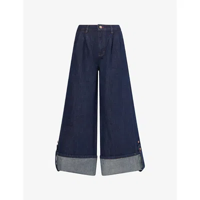 Damson Madder Womens Blue Wylie Turn-up Denim Jeans