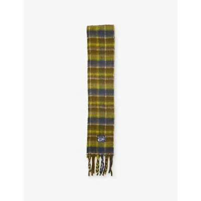 Damson Madder Womens Brushed Fluffy Wool-blend Scarf Green