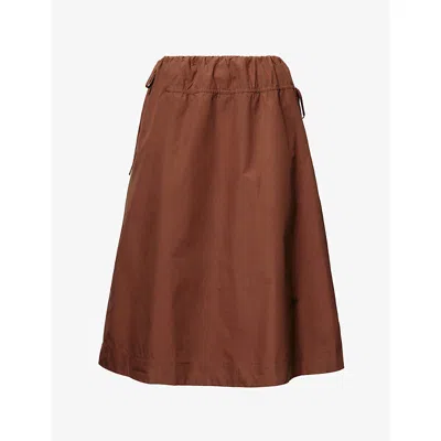 Damson Madder Womens Caspia Adjustable-waist Cotton Midi Skirt Choc