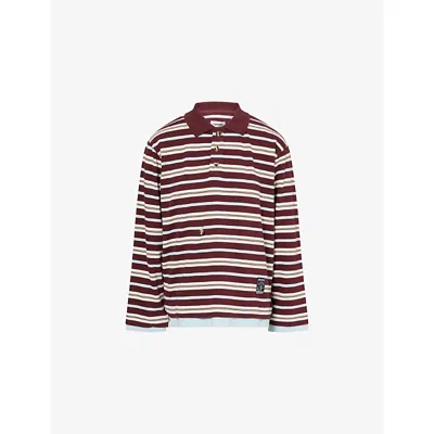 Damson Madder Womens Choc/blue Noah Layered Cotton-jersey Rugby Shirt In Brown