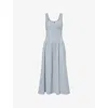 Damson Madder Womens Mallory Check-print Cotton Midi Dress Cloudy In Gray