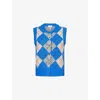 Damson Madder Womens Aggie Argyle-pattern Knitted Vest Colbalt In Blue