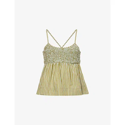 Damson Madder Womens  Dinah Pinstripe Cotton Cami Top In Green