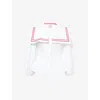 Damson Madder Womens Elise Balloon-sleeves Cotton-poplin Blouse White With Red In White