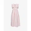 Damson Madder Josephine Stripe Organic Cotton Midi Dress In Multi