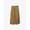 Damson Madder Josie Drop Waist Organic Cotton Midi Skirt In Brown