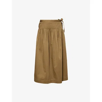 DAMSON MADDER WOMENS OLIVE JOSIE COTTON MIDI SKIRT