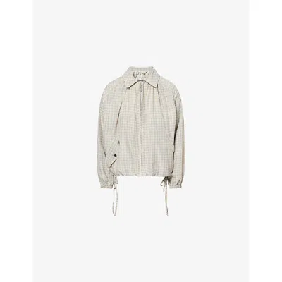 Damson Madder Womens  Lailah Gingham Woven Bomber Jacket In Oyster