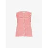 Damson Madder Womens Red Mari Gingham-print Cotton-blend Gilet In Red
