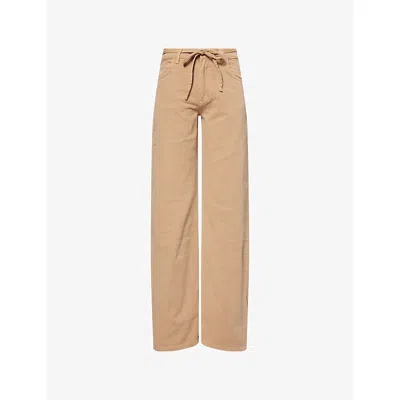 DAMSON MADDER WOMENS TAN SYLVIE STRAIGHT-LEG DENIM JEANS