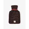 Damson Madder Womens Dark Leopard Leopard-print Cotton Hot Water Bottle Cover In Brown