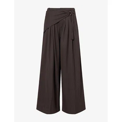 Damson Madder Womens Fabia Pinstripe Scarf-belt Woven Trousers Choc In Brown