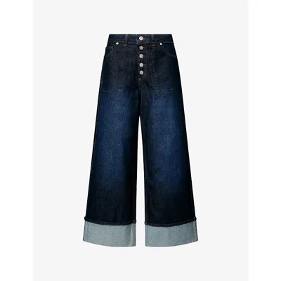 Damson Madder Womens Gigi Wide-leg Denim Jeans Indigo