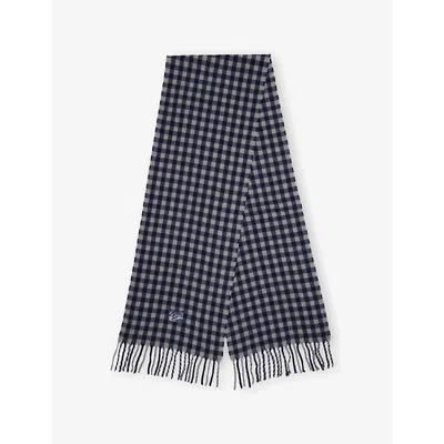 Damson Madder Womens Gingham Tassel Wool Scarf Multi