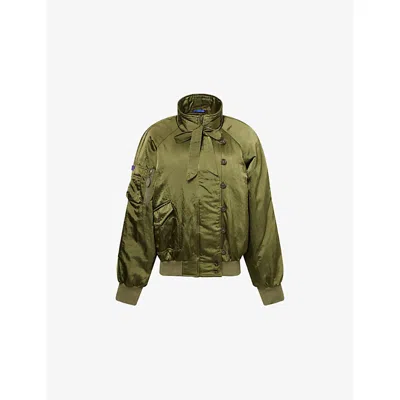 Damson Madder Womens Olive Joanie High-neck Woven Jacket In Green