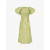 Damson Madder Becca Multi-way Midi Dress In Lime