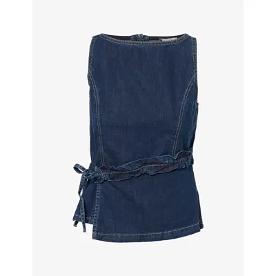 Damson Madder Womens Maxime Sleeveless Denim Top Indigo In Blue