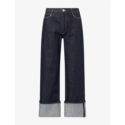 Damson Madder Womens Montana Selvedge Straight-leg Denim Jeans Indigo In Blue