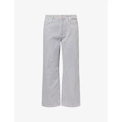 Damson Madder Womens Multi Anya Micro Check Capri Denim Jeans