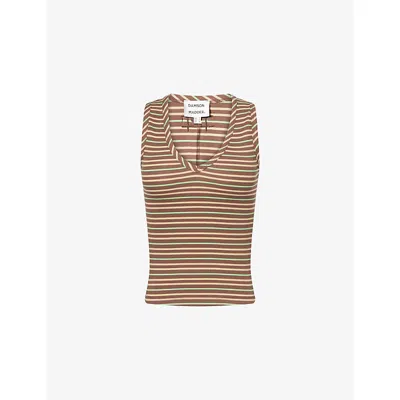 Damson Madder Womens Multi Arlea Striped Cotton-blend Top