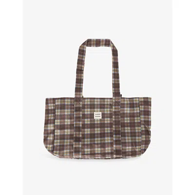 Damson Madder Womens Check Cotton-canvas Tote Bag Multi