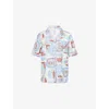 Damson Madder Womens Multi Chlo Graphic-print Relaxed Cotton-linen Blend Shirt In Multi