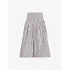 Damson Madder Womens Layla Godet Cotton Midi Skirt Multi In Blue