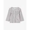 Damson Madder Womens Leilani Square-neck Cotton Blouse Multi In Multi