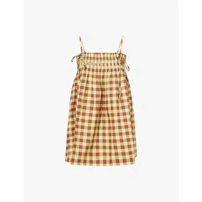 Damson Madder Womens Multi Lilo Checked Cotton Mini Dress