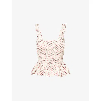 Damson Madder Womens Multi Raphi Cami Polka-dot Cotton Top