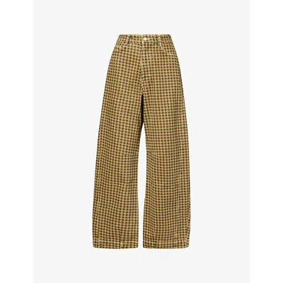 Damson Madder Womens Navy Felix Barrel-leg Denim Jeans In Multi