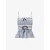 Damson Madder Womens Katya Gingham-pattern Cotton Camisole Top Navy In Navy