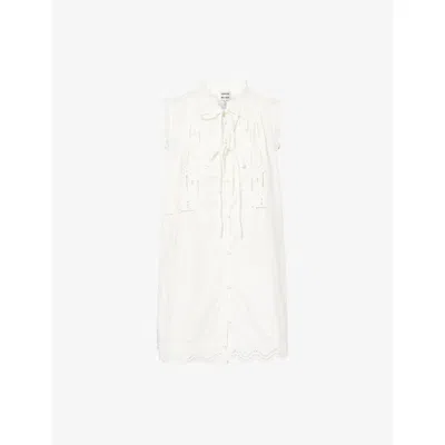 Damson Madder Womens Blondey Broderie-anglaise Cotton Mini Dress Off White In Off White