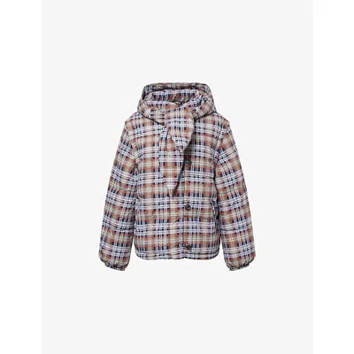 Damson Madder Womens Multi Pearl Hooded Shell Jacket In Blue