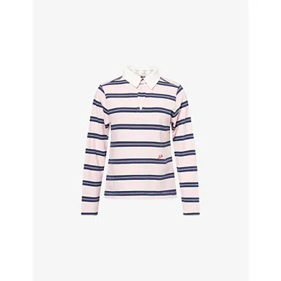 Damson Madder Womens Cassia Shrunken Cotton-jersey Rugby Sweatshirt Pink