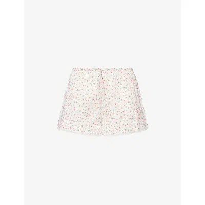 Damson Madder Womens Pink Floral Harrietta Floral-print Cotton Shorts In Multi