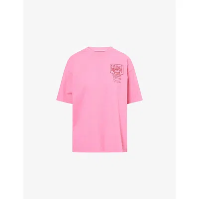 Damson Madder Womens Pink Gill Graphic-print Cotton T-shirt