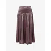 Damson Madder Womens Plum Layla High-waist Woven Midi Skirt In Purple