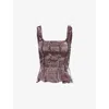 Damson Madder Womens Plum Raphi Shirred Woven Top In Brown