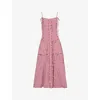 Damson Madder Womens  Faith Gingham-print Cotton-poplin Midi Dress In Red