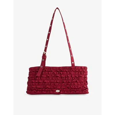 Damson Madder Womens Red Sophia Ruffle Woven Shoulder Bag