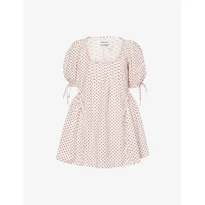 Damson Madder Womens Spot Meri Polkadot Cotton Mini Dress In Pink